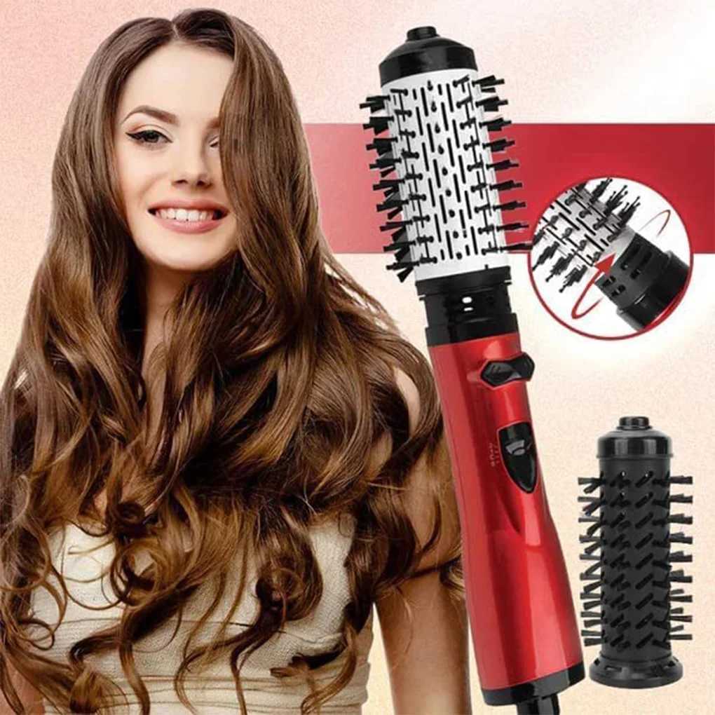 Rotating hair dryer with adjustable curling tool lightweight professional comb styling tool 3-speed settings W241214