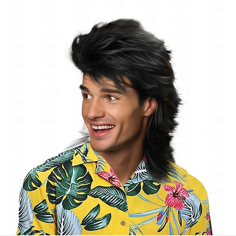 HAIRJOY Synthetic Hair Mullet Wigs for Men 70s 80s Costume Party Synthetic Wigs 241213