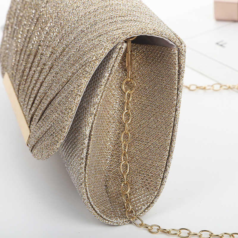 Clutch Bag Sequin Pleated Bag for Womens Evening Party Chain Strap for Womens Evening Party Banquet Bag Shoulder Bag 240920