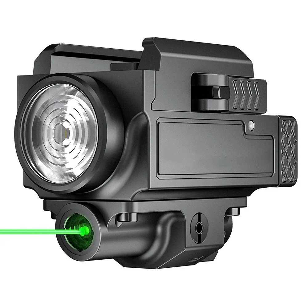 800 Lumens Tactical Weapon Gun Light Red Green Dot Laser Sight Combo USB Rechargeab D Flashlight Handgun Pistol LightXJ241214
