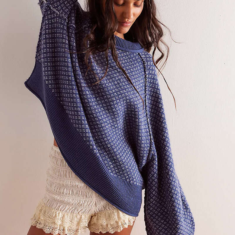 Autumn and winter new women's pullover jacquard long sleeved round neck sweater jacket for women