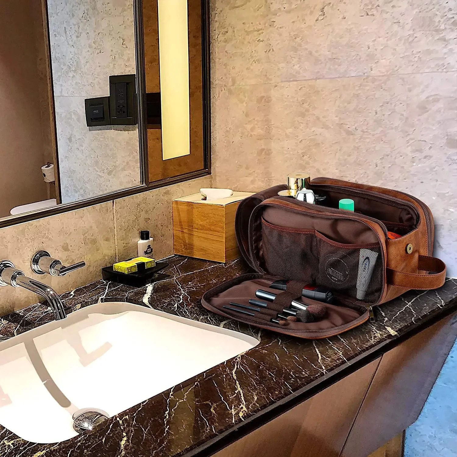 Waterproof Men Cosmetic Bag Hanging Makeup Bag Nylon Travel Organizer Large Necessaries Make Up Case Wash Toiletry Bag 2024 241212