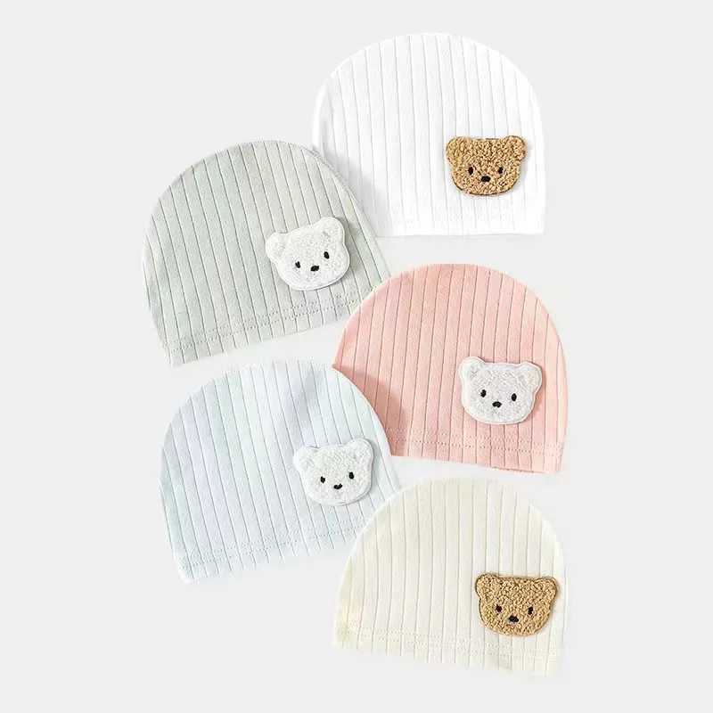 New soft baby beanies hat baby hat bear boneless fine linen hat newborn head wearing windproof spring hat 0-3 months old baby hat W241213