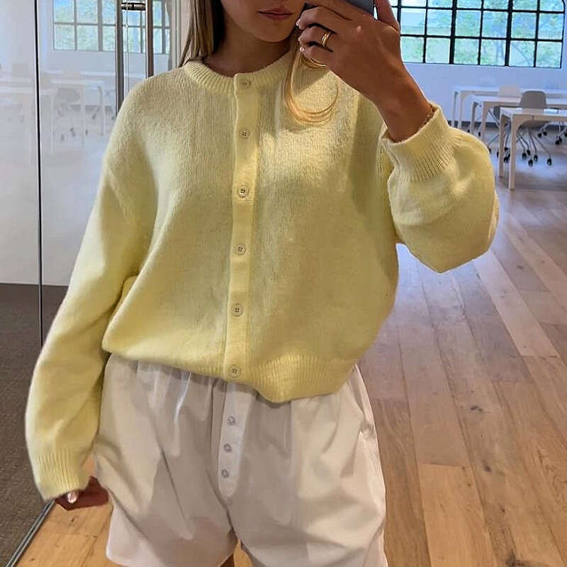 2024 autumn winter new European and American sweater women's long sleeved button versatile knitted cardigan jacket for women