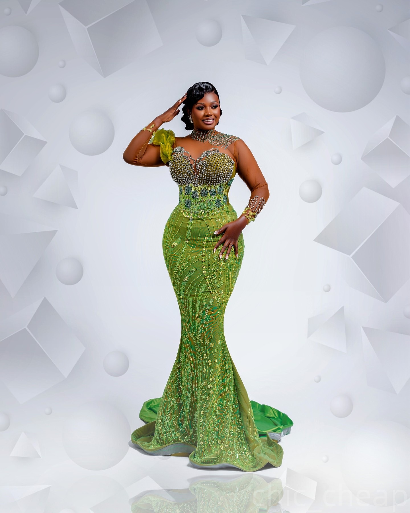 Green Illusion Mermaid Prom Dresses 2025 Lace Beaded Rhies Evening Formal Party Second Birthday Engagement Gowns Plus Size Dress For Special Ocns