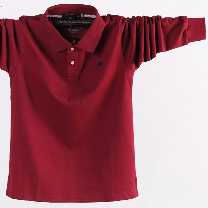 Mens POLO shirt mens business casual cotton autumn long sleeves large size lapel 5XL 6XL 241213