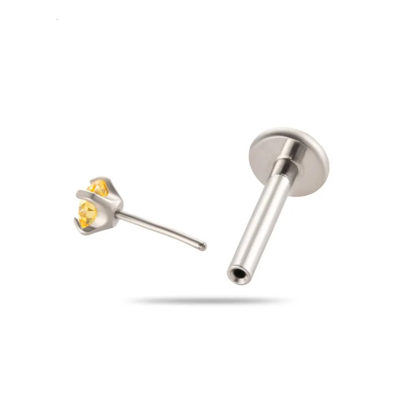 10PCS ASTM F136 G23 Labret Piercing Ear Stud Colored Zircon Push In Threadless Lip Stud Cartilage 16G Jewelry Wholesale 241214