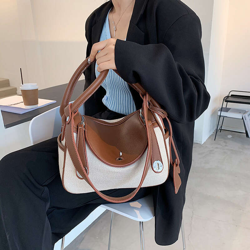 New Canvas Contrasting Color Hand-Held Pillow Bag With Niche Design, High-End Texture, Single Shoulder Crossbody Backpack