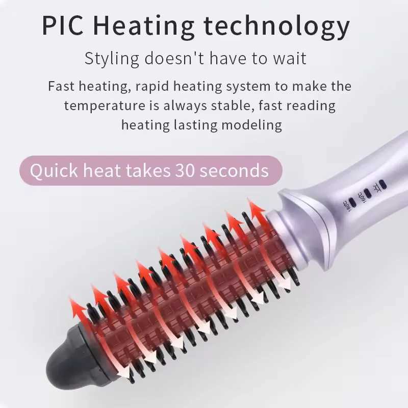 Professional hairstyling tool ion portable rotating curling iron comb straight hair and curly hair one-step hot air brush W241214