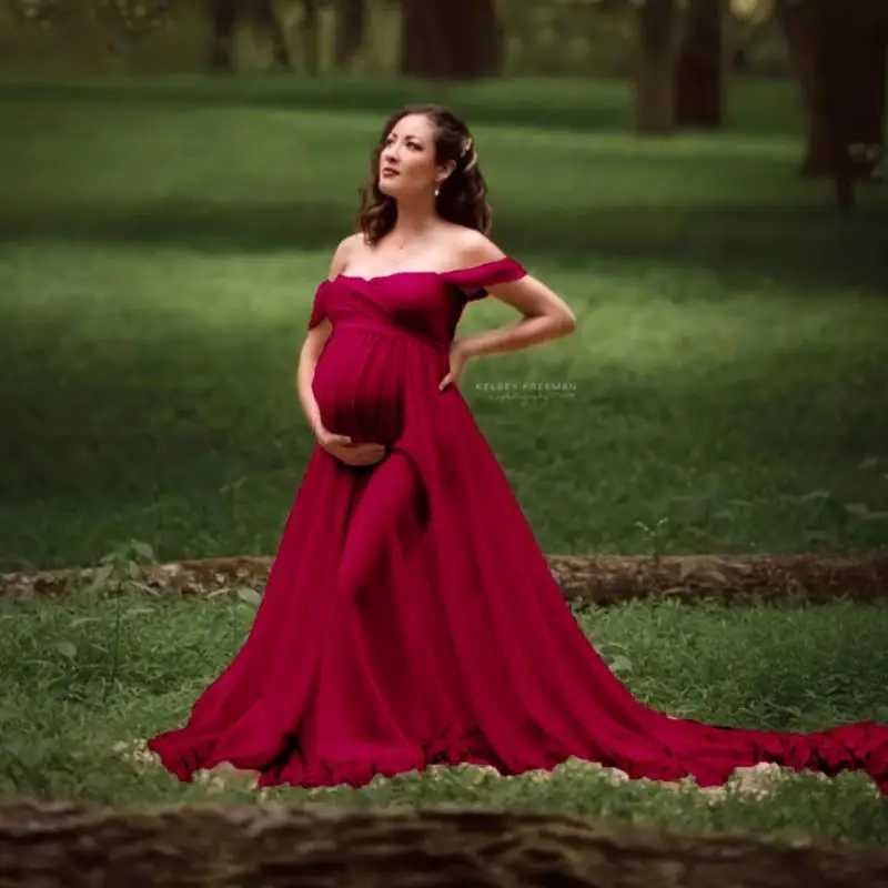 Lace Materni Dress Photography Photo trailing short sleeve maxi dress Pregnant Women Clothes Pregnancy Dress for Photo ShootXJ241213