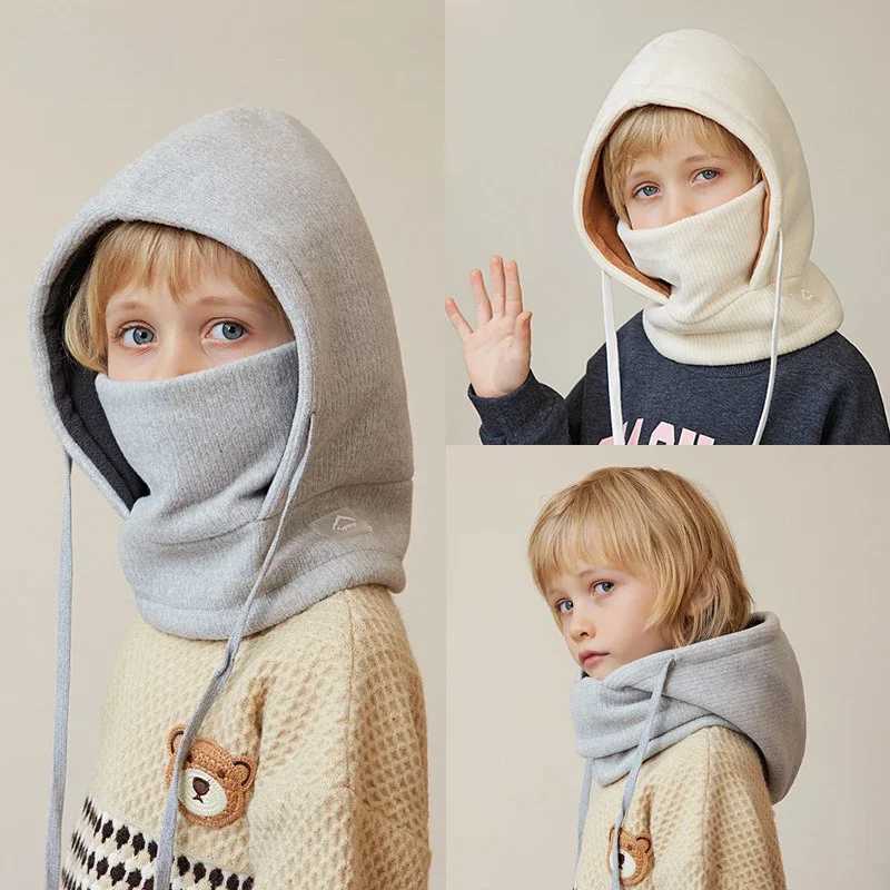 Winter childrens Balaclava hat windproof mask knitted Beanie hat boys and girls hat scarf Sd hat childrens wool hooded neck warm hat W241213