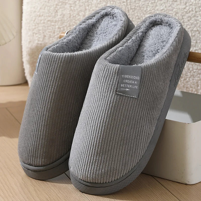 Winter Warm Fur Slippers Men Women Couples House Non Slip Soft Shoes Vintage Flat Heel Home Indoor Bedroom Plush 241214