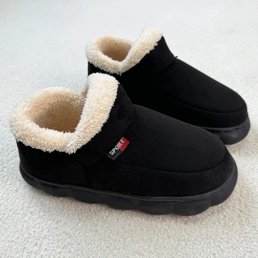 Litfun Winter Men Cotton Shoes Fashion Outdoor Nonslip Fluffy Indoor Warm Cozy Platform Fuzzy Fur House Slipper 241214