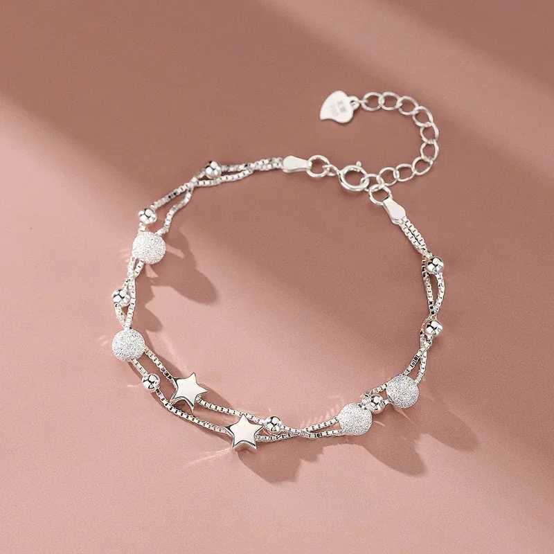 925 Sterling Silver Beautiful Stars Bracelets For Women Korean Fashion Designer Adjustable Bead Bracelet Luxury Original JewelryXJ241214