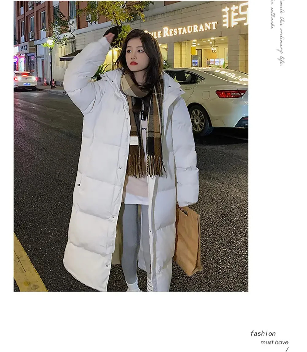 Tops Coats solid color long straight winter jacket casual womens Parkas clothing hooded fashion 241212