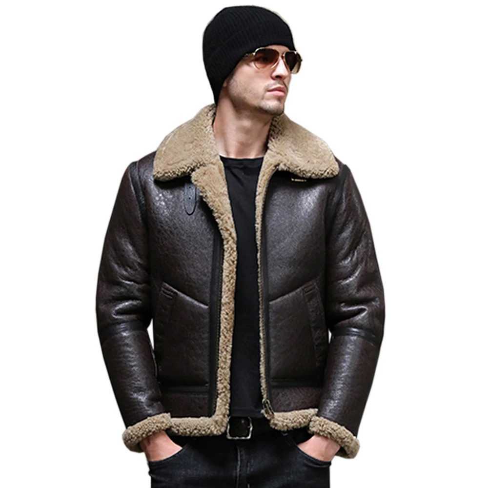 LUHAYESA detachable hooded real fur coat mens winter thick brown natural wool coat W241213