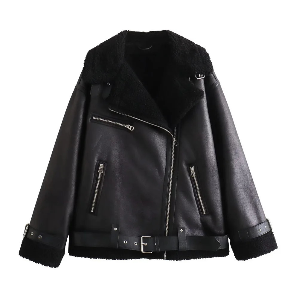 UNIZERA Autumn/Winter Womens Clothing Fashion Casual Loose Edition Leather and Fur Integrated Jacket Coat 241210