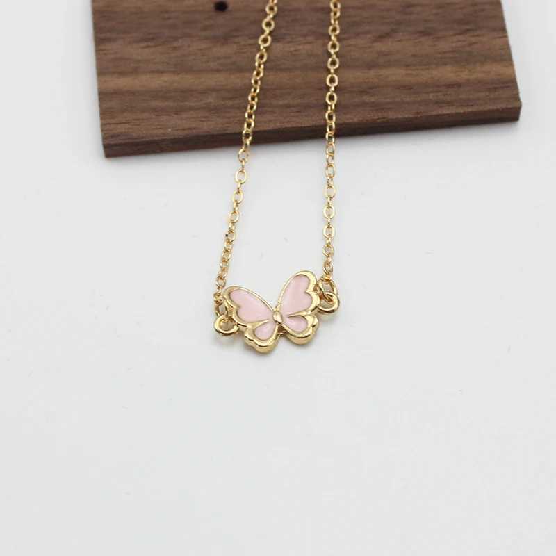 New Trend Pink Butterfly Bracelet For Women Simple Girls Sweet Tiny Charm Minimalism Enamel Pulsera Jewelry Birtay GiftXJ241214