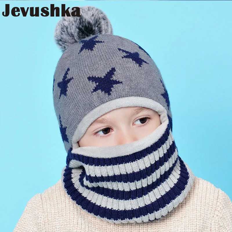 Winter Childrens Balaclava Hat Pompom Knitted Beanie Hat Baby Hat Sd Double layered Hat Boy W241213