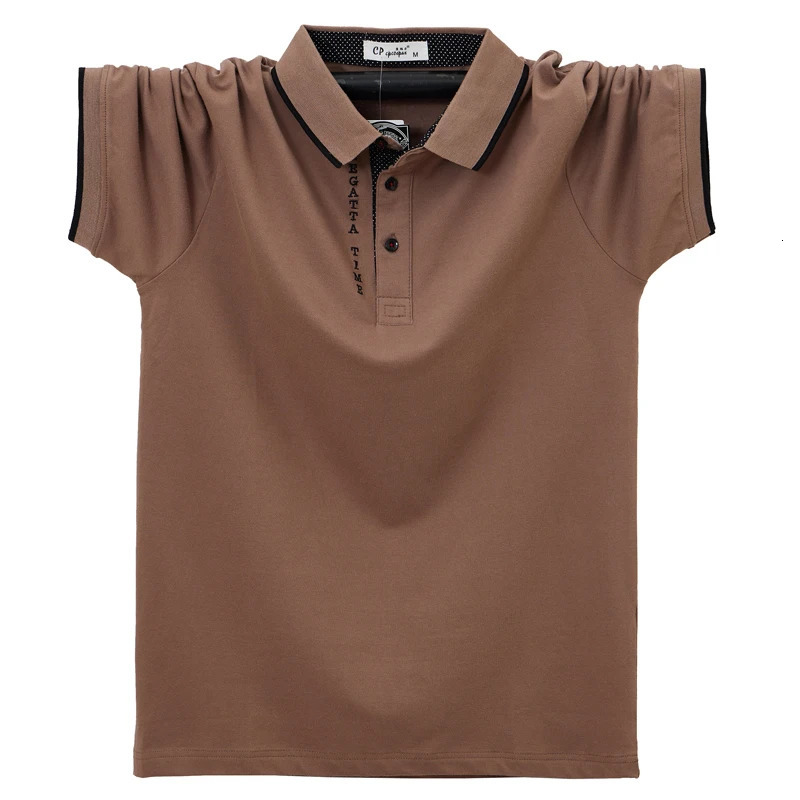 Men Polo Shirt Summer Breathable Cotton Letter Embroidery Short Top Tees Business Casual 6XL Plus Size 241213