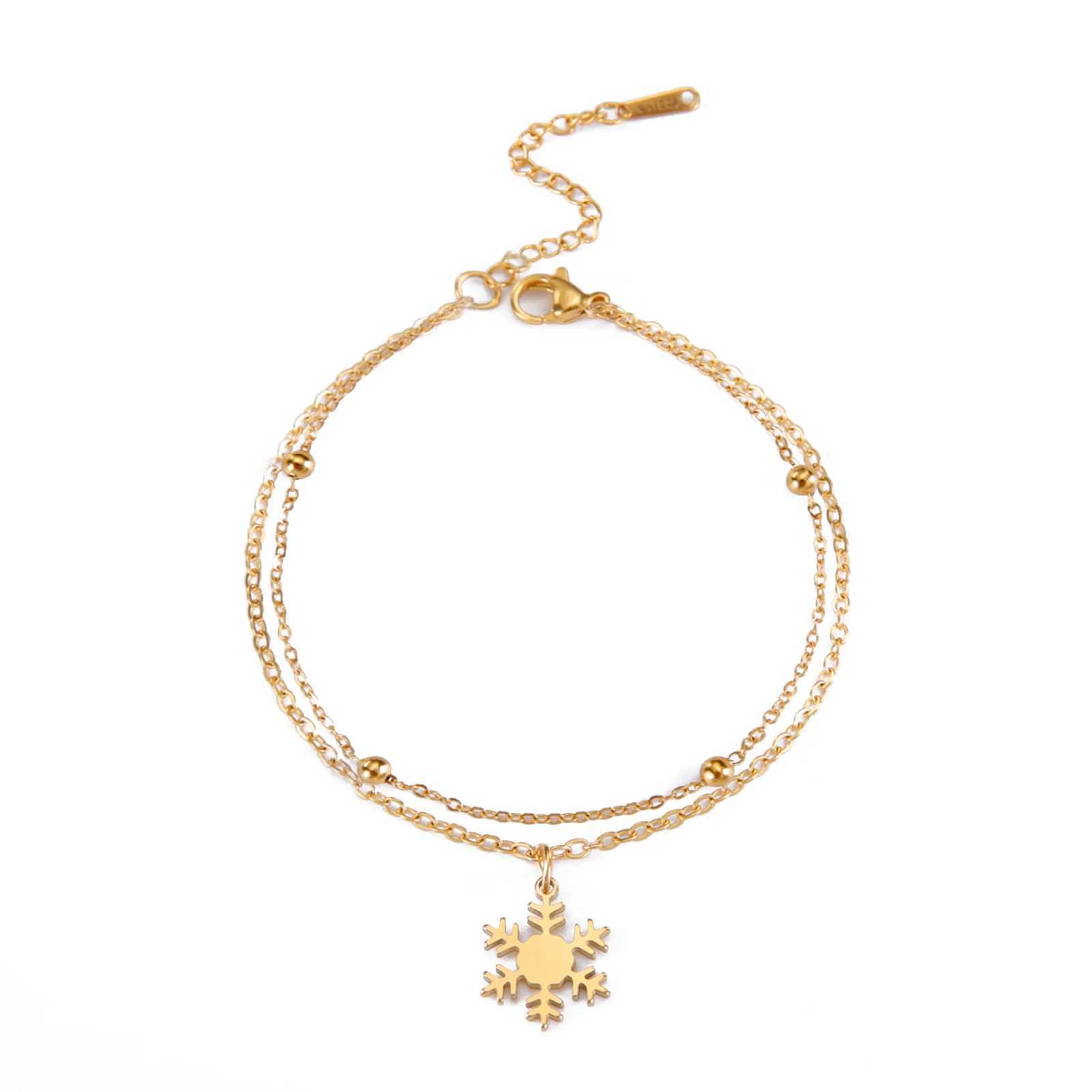 HIPEE Christmas Theme Double Layer Snowflake Pendant Bracelet For Women Men Merry Christmas Snowflake Bracelets Jewelry GiftXJ241214