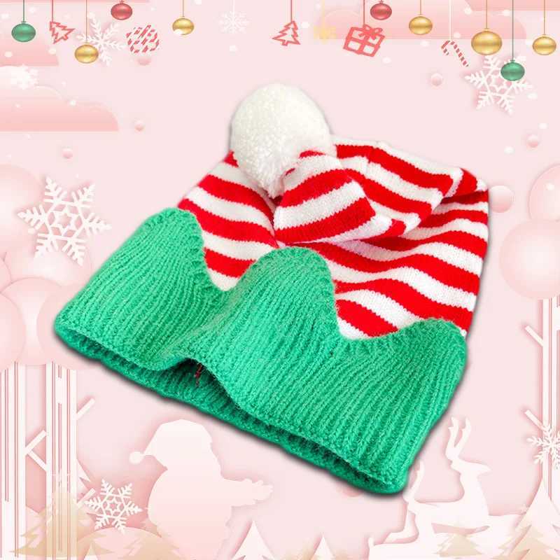 Christmas Knitted Hat Children Adults Striped Elf Hat Christmas Bean Hat Christmas Holiday Park Winter Hat W241213