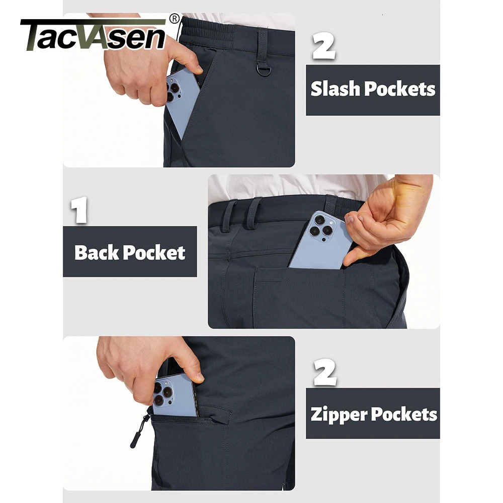 TACVASEN Summer Lightweight Casual Shorts Mens Hiking Fishing Waterproof Outdoor Cargo Work Shorts Multi Pocket Shorts 241210