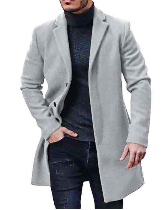 Men's Men's Woolen Mid Length Windbreaker Coat, Colored And Multi Size Fashionable Quality Classic