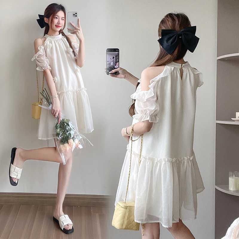 Loose Sweet Ruffled A-line Materni Dress Short Pregnant Woman Clothes Shoulderless Princess Par Dress Ball Gown Dress LovelyXJ241213