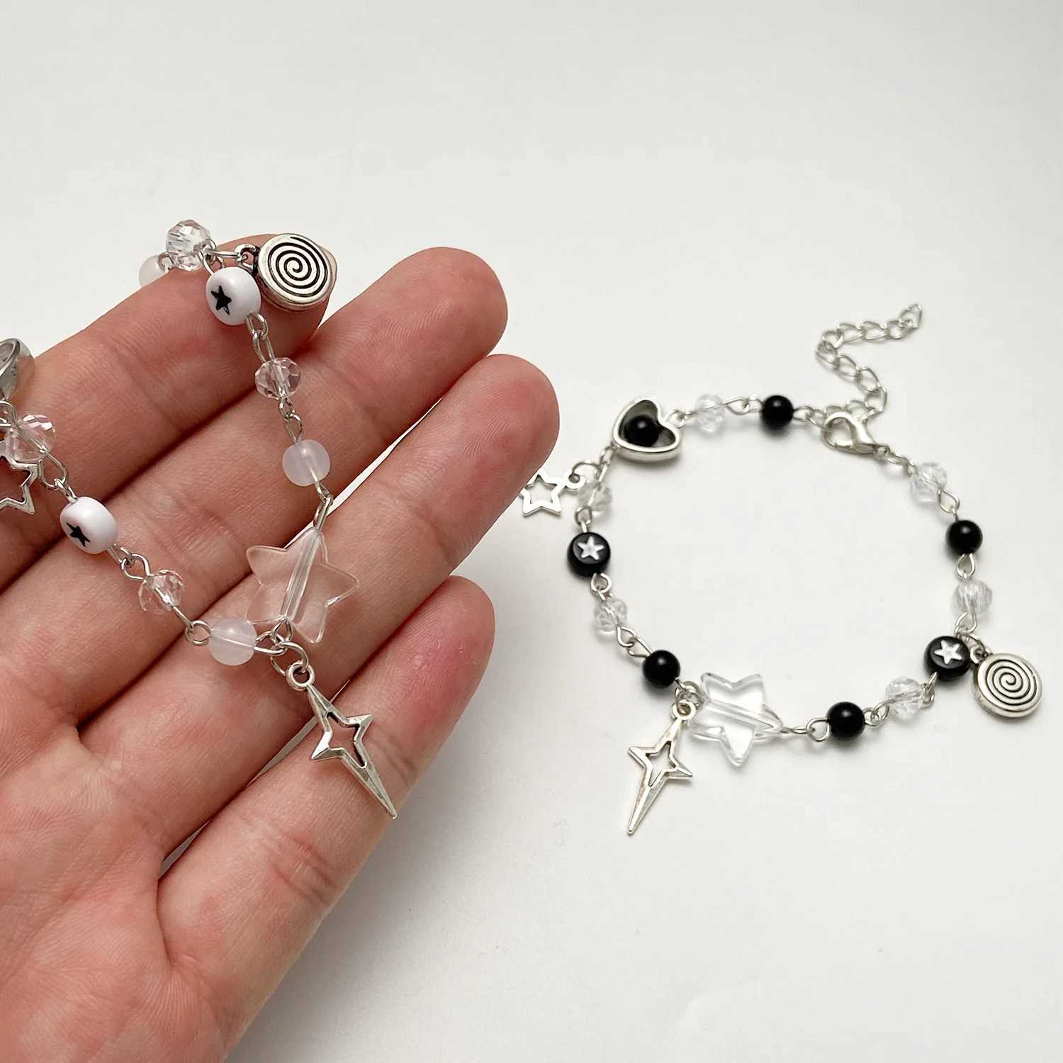 Fashion Couple Beads Bracelets Heart Star Handmade Y2K Charm Anime Beaded Kaii Friendship Couple Bracelet JewelryXJ241214