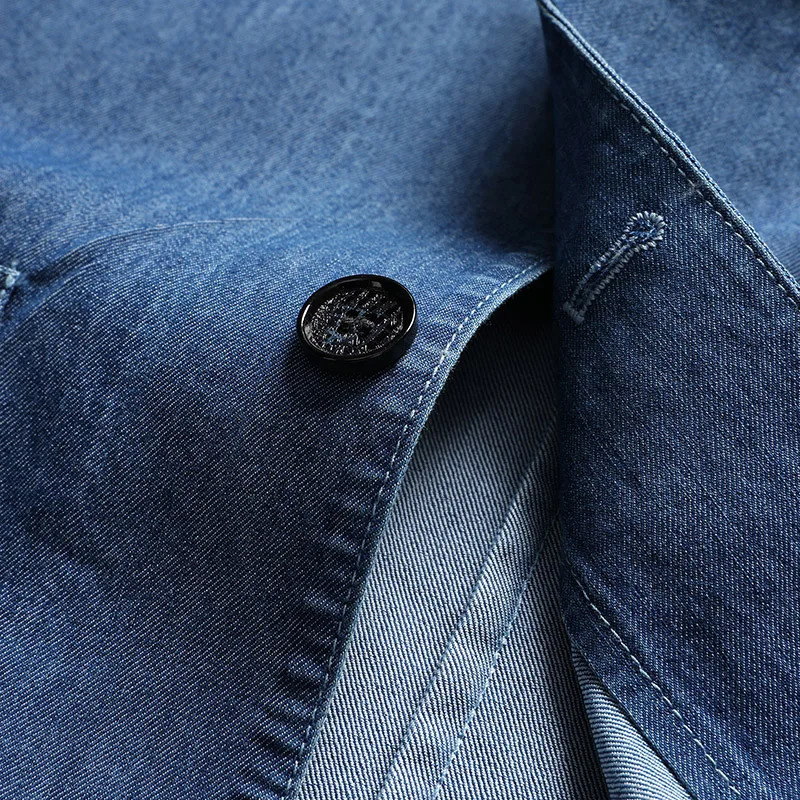 8XL7XL6XL plus size Spring and Summer Mens Thin Cotton Monochrome Suit Loose Denim Casual Jacket Coatoversized 241211
