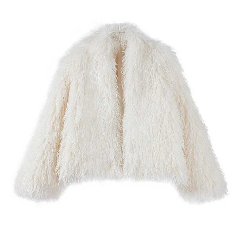 Luxury Women Faux Fur Furry Coat Elegant Solid Loose Lapel Full Slve Jacket Female Autumn Winter Lady Thicken Warm Strt Wear X241214