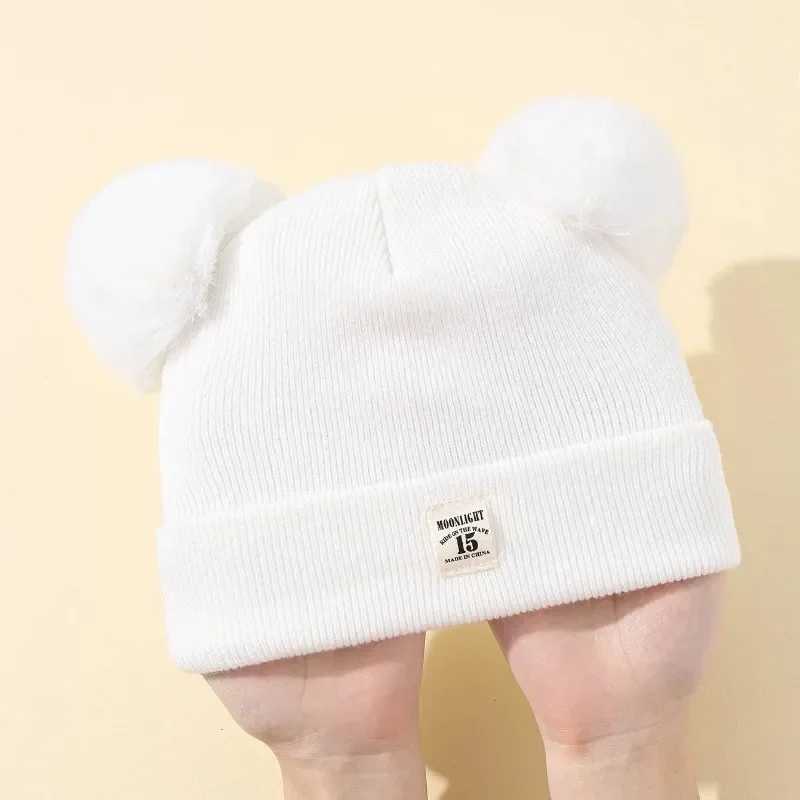 Solid color wool knitted hat Beibei newborn baby hat fluffy cute winter hat children boys and girls warm bean hat 0-3Y W241213