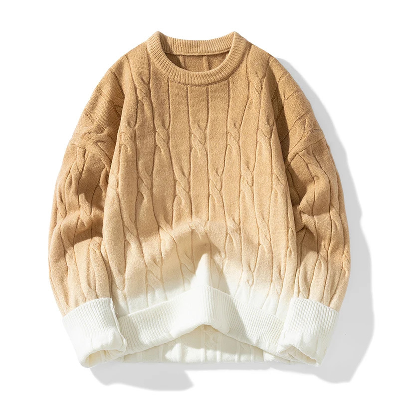 Korean Knitwear Loose Chunky Twist Knit Pullover Round Neck Sweater Autumn Winter Warm Couple Sweaters Tops 241209