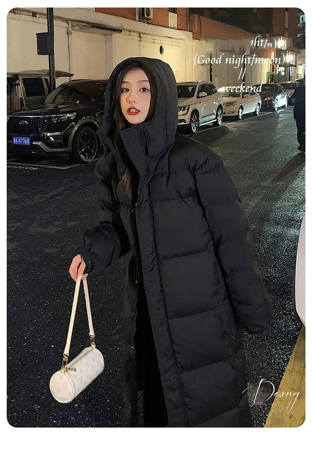 Tops Coats solid color long straight winter jacket casual womens Parkas clothing hooded fashion 241212
