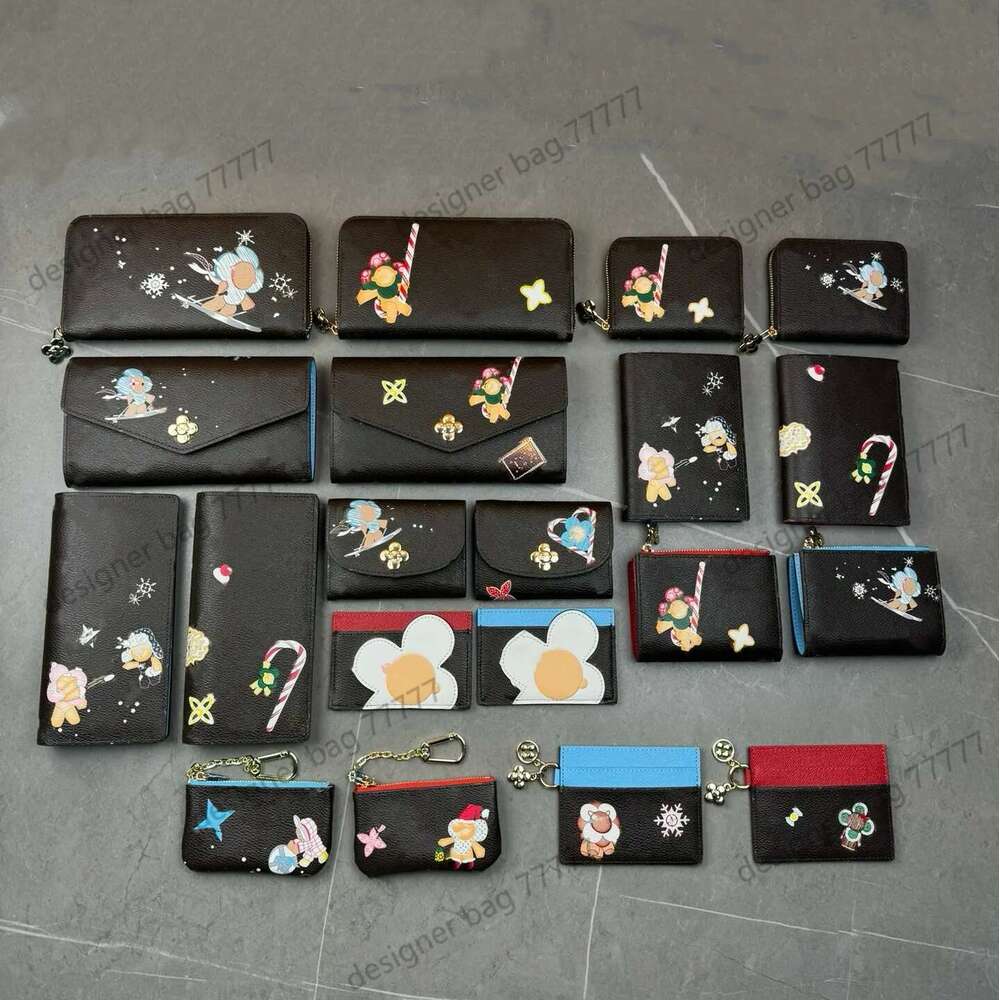 Designer Wallets for Men Women Christmas Cartoon printing leather Wallet.Multiple styles long short zippers purse Can store credit cards. Business card.coin