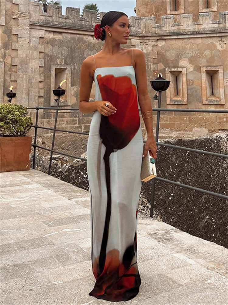 New Designer Sexy Mesh Print Transparent Slim Fit Strapless Women's Dress Party Beach Vacation Dress T Shirt
