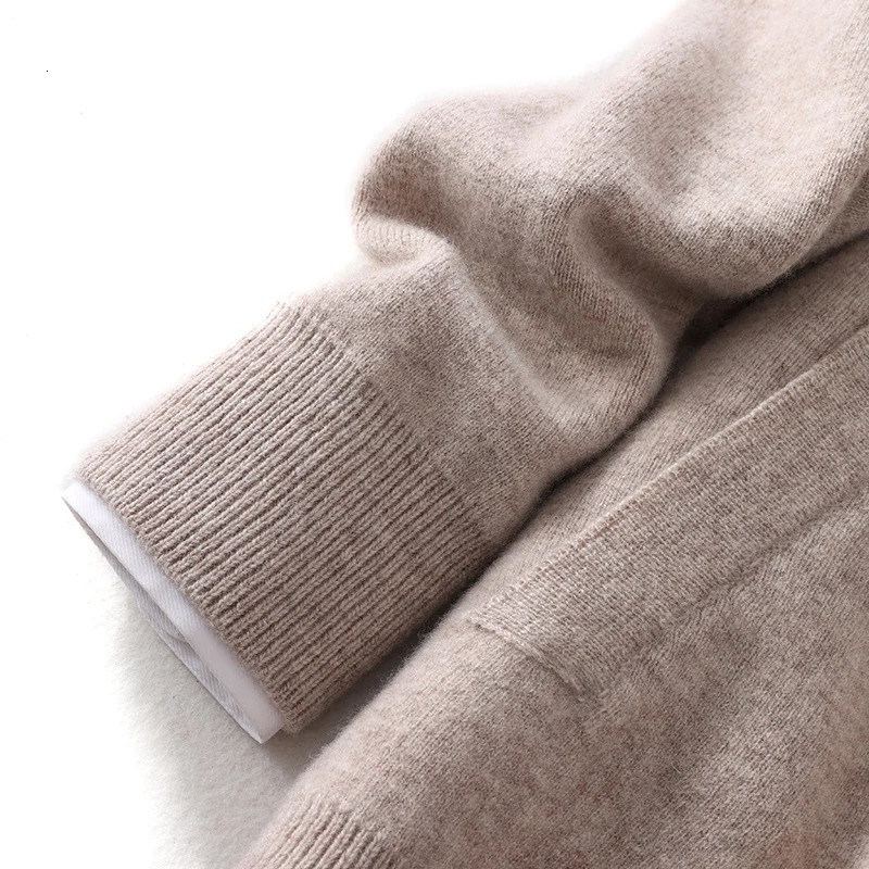 Autumn Winter 100% High Quality Wool Cardigan Mens Lapel Thick Zipper Casual Sweater Large Size Cashmere Knit Jacket Men Tops 241209