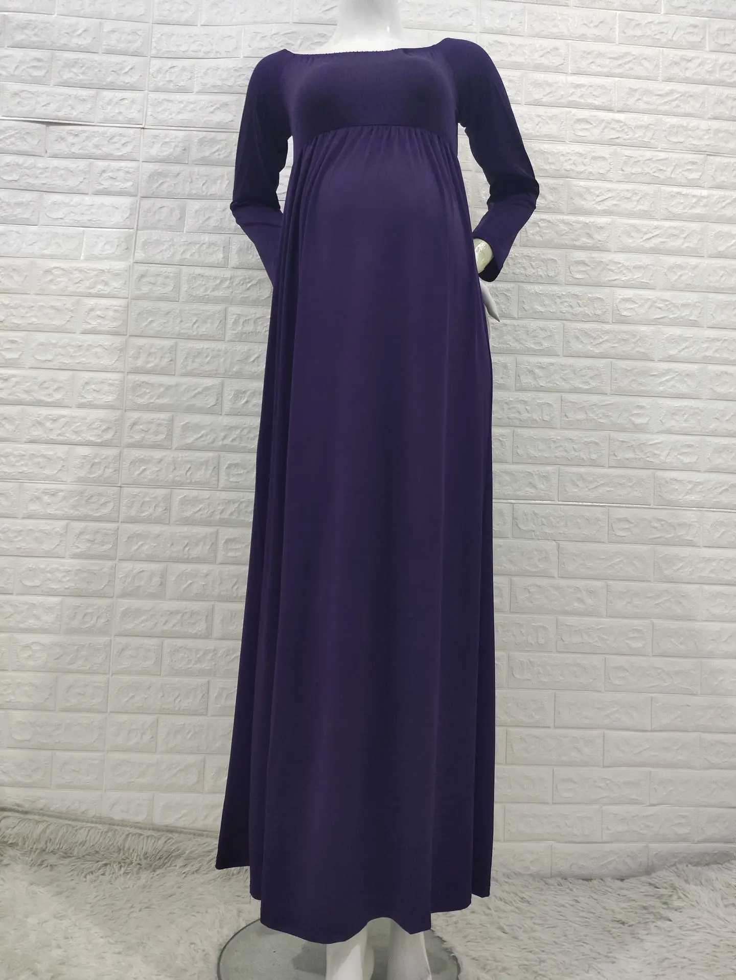 Materni Off Shoulders Photoshoot Long Sleeve Half Circle Photography Gown Empire Waist for Baby Shower Photo Props DressXJ241213