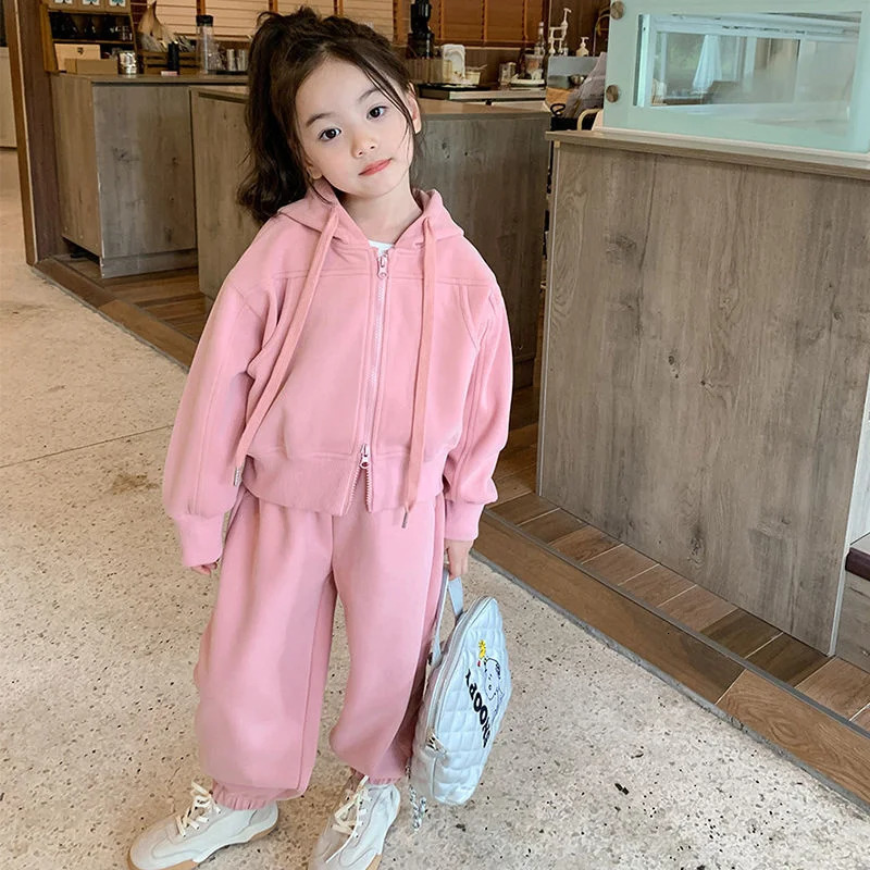 Girls Coat Pants Kids Suits 2PCSSet Cotton 2024 Fashion Spring Autumn Cotton Tracksuit School Suits Christmas Gift Children Cl 241213