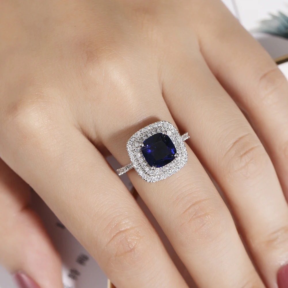 6 style Real 100% 925 Sterling Silver Rings finger Jewelry Eternal natural Blue Sapphire Wedding Engagement Ring for Women 241214