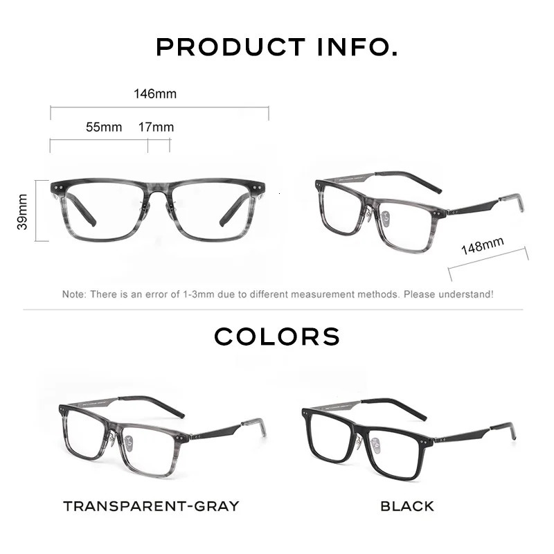 Benywoods n Acetate Fashion Style Mens Glasses Frame Pure Eyeglasses UV400 Original Spectacles J235112 241213