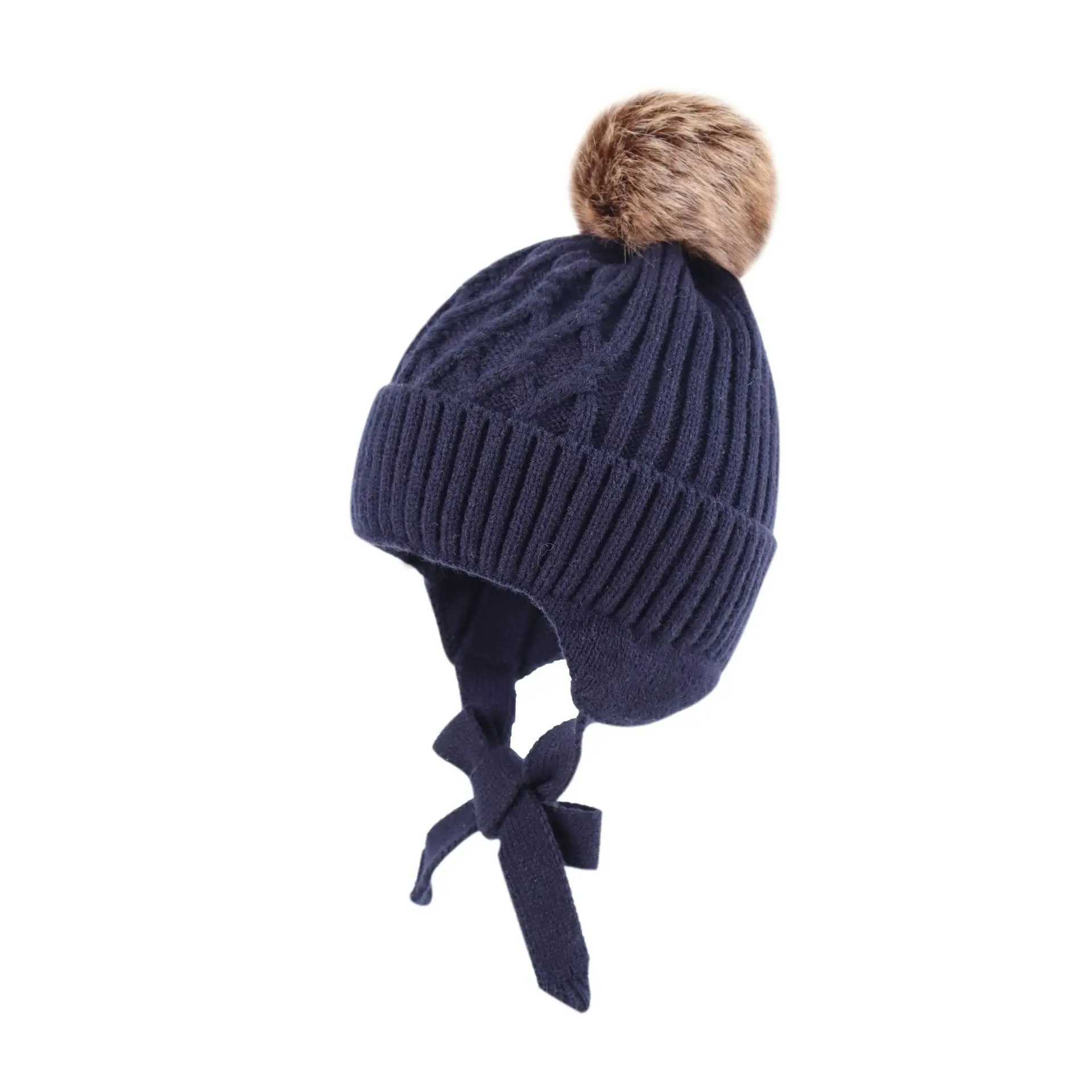 Children children baby hats winter warm childrens earmuffs cute childrens pull caps baby hats W241213