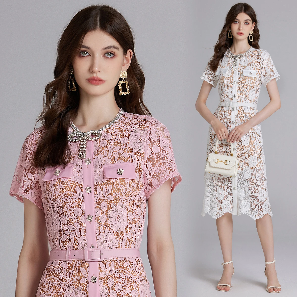 Casual Dresses Brand Designer Summer Holiday Sundress Beaded Dias Wedding Prom Dress Women Sheath Bodycon Button Belt Midi Long Vestidos 2025