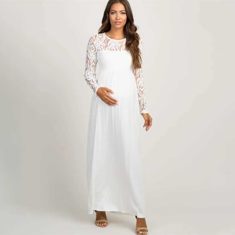 2022 Autumn Lace Pregnancy Dress Long Sleeve Materni Gown Nursing Dresses Clothes Plus Pregnant Woman Vestidos Baby ShowersXJ241213
