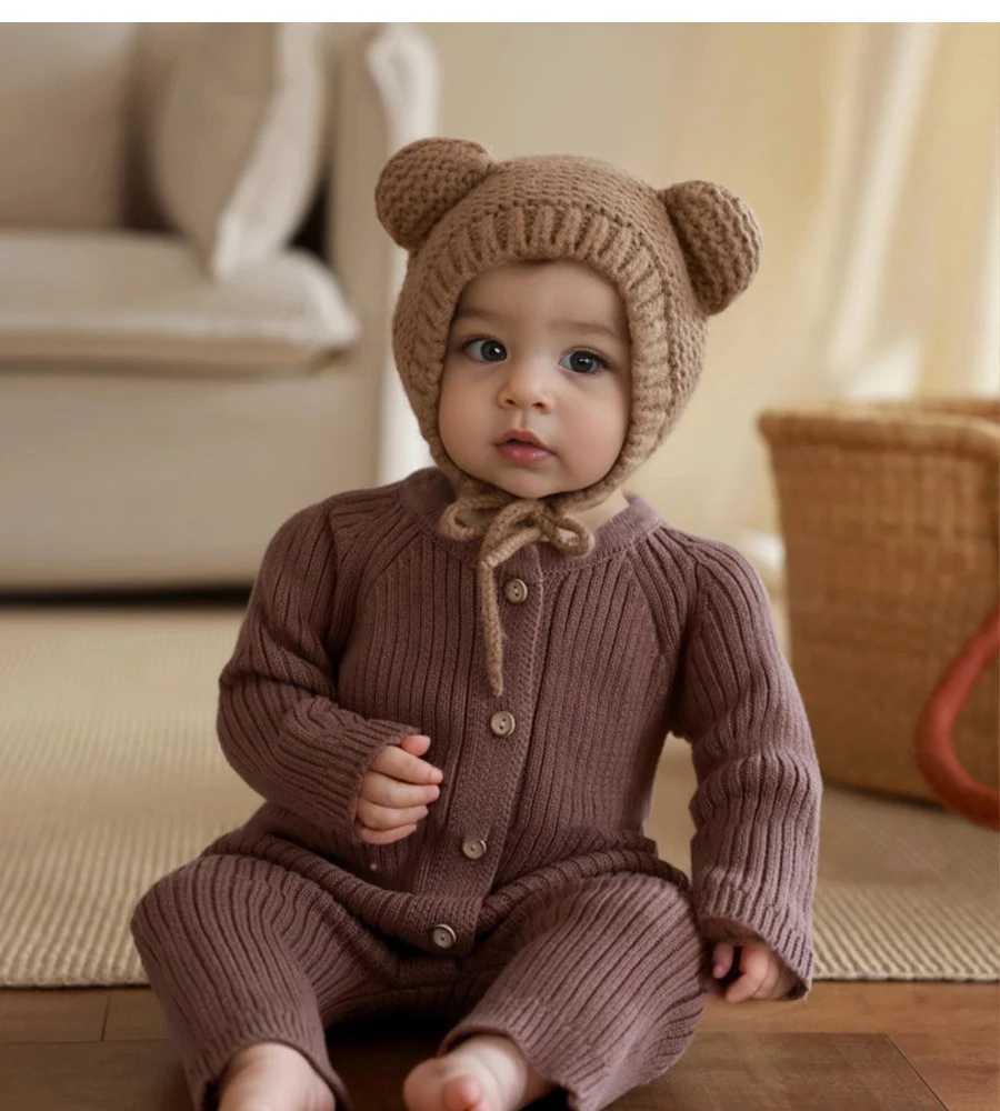 Winter and Winter Baby Wool Gauze Hat Boys Knitted Hat Girls Ear Protection Children Warm Cute W241213
