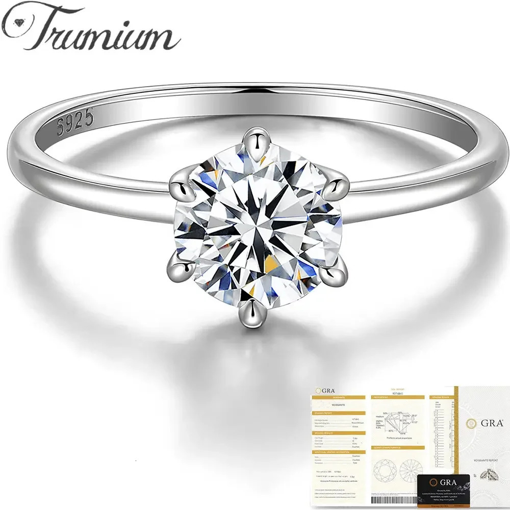 Trumium 0.5/1 Ct D Color Ring For Women Diamond Rings s925 Silver Engagement Wedding Bands Fine Jewelry 241214