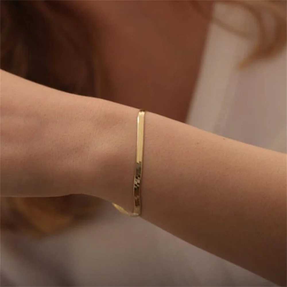 Skyrim Snake Chain Bracelet Women Men Stainl Steel Gold Color 2/3/4/5mm Wide Friendship Bracelets 2023 Tren Jewelry GiftXJ241214