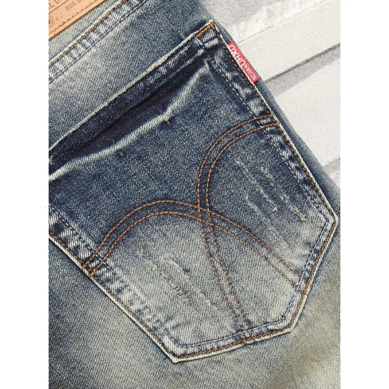 Korean clothing Harajuku mens casual denim knee length shorts 2024 summer retro American style jeans 241211