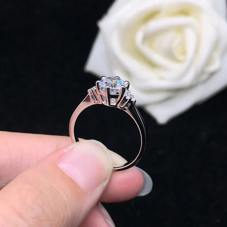 Solid 14K White Gold AU585 Platinum PT950 Simple Diamond Ring for Women Wedding Gift 241213